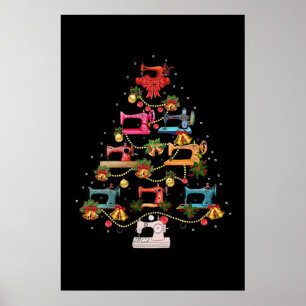 Sneeuwmachine met kerstboom poster