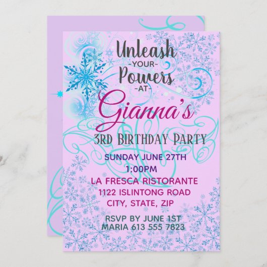 Sneeuwmagie uitnodigen kaart (Voorkant / Achterkant)