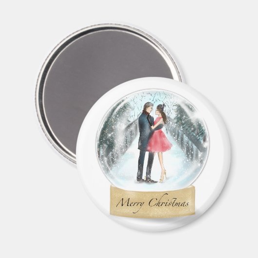 Sneeuwmagneet wereldbol magneet (Voorkant / Achterkant)