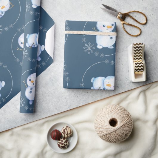 "Sneeuwman" 3 Schattigee sneeuwpopthema Cadeaupapier (Crafts)