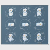 "Sneeuwman" 3 Schattigee sneeuwpopthema Cadeaupapier (Vlak)