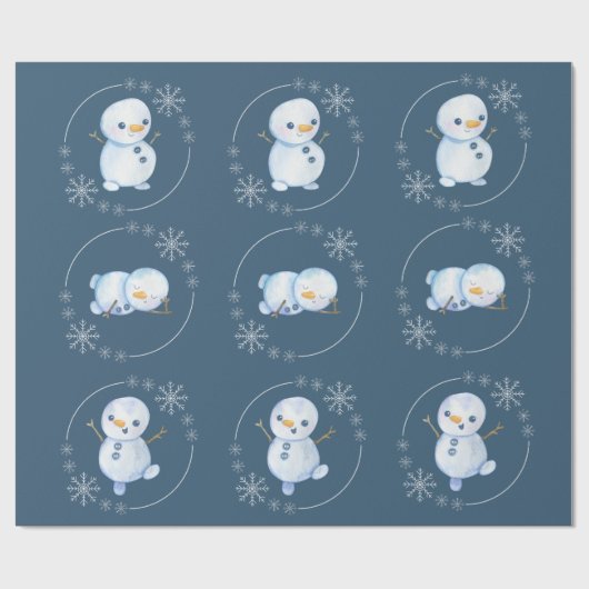 "Sneeuwman" 3 Schattigee sneeuwpopthema Cadeaupapier (Vlak)
