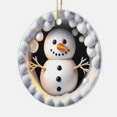 Sneeuwman 3D-effect GEEN echte 3D Keramisch Ornament (Links)