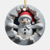 Sneeuwman 3D-effect GEEN werkelijk 3D Keramisch Ornament (Voorkant)