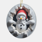 Sneeuwman 3D-effect GEEN werkelijk 3D Keramisch Ornament (Links)