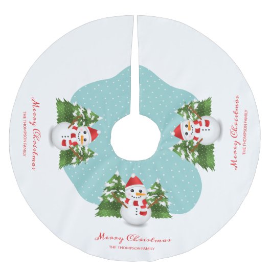 Sneeuwman Aangepaste familienaam Prettig kerstfees Kerstboom Rok (Voorkant)