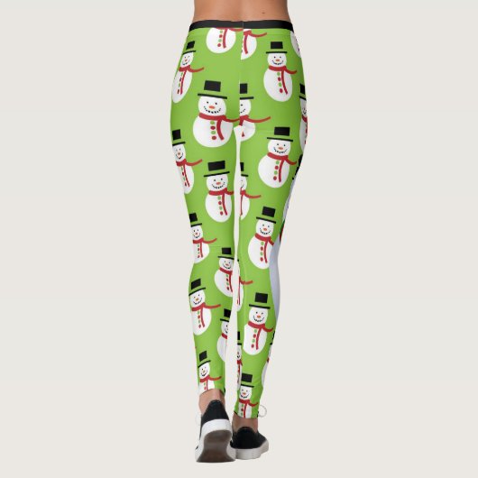 Sneeuwman Aangepaste Leggings Kerst Running Tights (Achterkant)