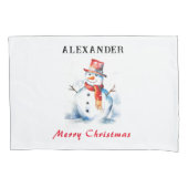 Sneeuwman Afbeelding Feestelijke Vakantie Kerstmis Kussensloop (Voorkant)