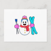Sneeuwman als Skiloper met Ski Briefkaart (Voorkant)