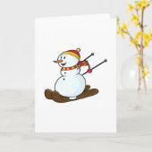 Sneeuwman als Skiloper met Skis & Mutse Kaart (Gele Bloem)