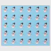 Sneeuwman Baby Blauwe Cadeaupapier (Vlak)