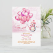 Sneeuwman Baby Meisje Baby shower Kaart (Staand voorkant)