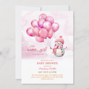 Sneeuwman Baby Meisje Baby shower Kaart