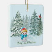 Sneeuwman Baby's 1e Kerstmis Keramisch Ornament (Rechts)
