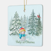 Sneeuwman Baby's 1e Kerstmis Keramisch Ornament (Links)