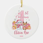 Sneeuwman Baby's 1e Kerstmis Keramisch Ornament (Voorkant)