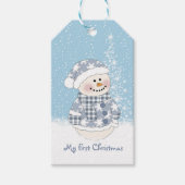 Sneeuwman, Baby's eerste Kerstmis Cadeaulabel (Voorkant)