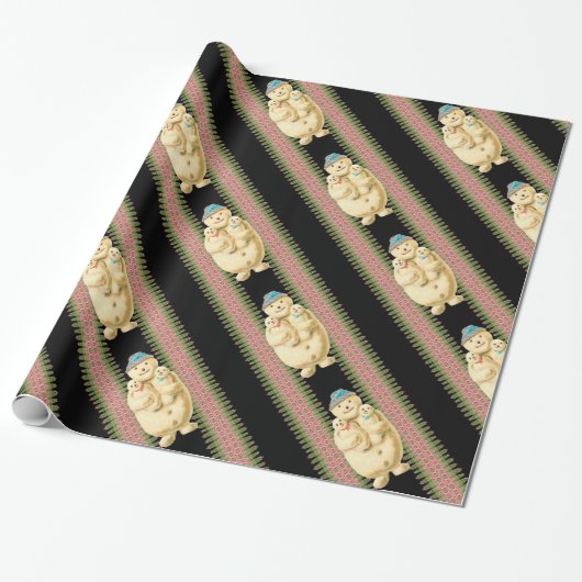 Sneeuwman Baby's Victoriaans Kerstmis Cadeaupapier (Uitgerold)