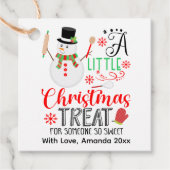 Sneeuwman bakken een kleine kersttraktatie zoet bedankjes labels (Voorkant)