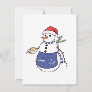 Sneeuwman Barista Kerstmis 2026 Kerstkoffie Notitiekaartje