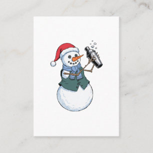 Sneeuwman Bartender Kerstmis 2026 Vakantie Cocktai Contactkaartje