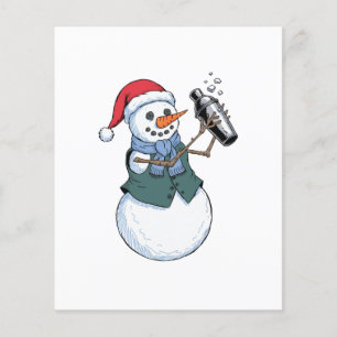 Sneeuwman Bartender Kerstmis 2026 Vakantie Cocktai Flyer