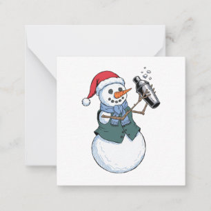 Sneeuwman Bartender Kerstmis 2026 Vakantie Cocktai Notitiekaartje