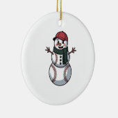 Sneeuwman Baseball Kerstman Baseball Sport Keramisch Ornament (Rechts)