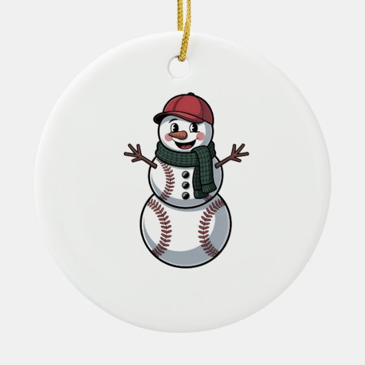 Sneeuwman Baseball Kerstman Baseball Sport Keramisch Ornament (Voorkant)