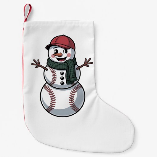 Sneeuwman Baseball Kerstman Baseball Sport Kleine Kerstsok (Voorkant)