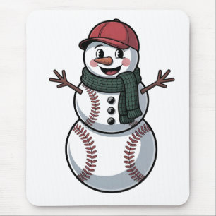 Sneeuwman Baseball Kerstman Baseball Sport Muismat