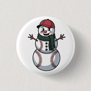 Sneeuwman Baseball Kerstman Baseball Sport Ronde Button 3,2 Cm