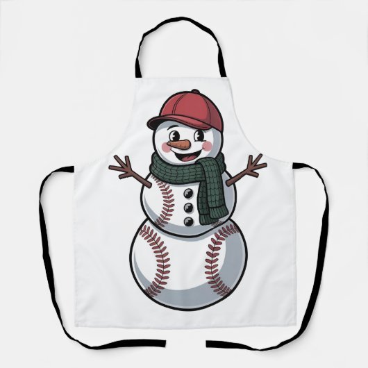 Sneeuwman Baseball Kerstman Baseball Sport Schort (Voorkant)