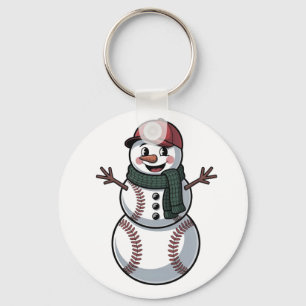 Sneeuwman Baseball Kerstman Baseball Sport Sleutelhanger
