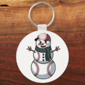 Sneeuwman Baseball Kerstman Baseball Sport Sleutelhanger (Voorkant)