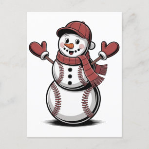 Sneeuwman Baseball Kerstmis Sportliefhebbers  Uitnodiging Briefkaart