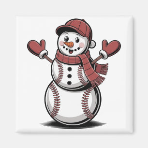 Sneeuwman Baseball Kerstsport liefhebbers Magneet