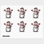 Sneeuwman Baseball Kerstsport liefhebbers Vierkante Sticker (Vel)