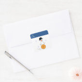 Sneeuwman Basketbal Cadeautag Vierkante Sticker (Envelop)