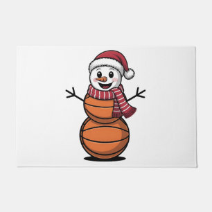 Sneeuwman Basketbal Kerst Sportliefhebbers  Deurmat