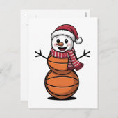 Sneeuwman Basketbal Kerst Sportliefhebbers  Feestdagenkaart (Voorkant / Achterkant)