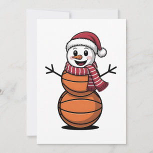 Sneeuwman Basketbal Kerst Sportliefhebbers Kaart