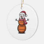 Sneeuwman Basketbal Kerst Sportliefhebbers Keramisch Ornament (Links)