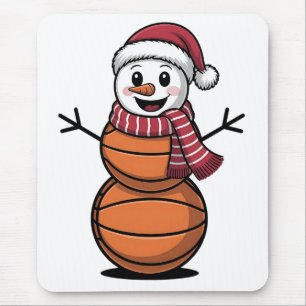 Sneeuwman Basketbal Kerst Sportliefhebbers Muismat