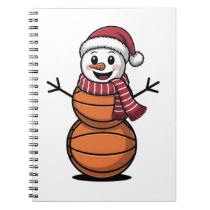 Sneeuwman Basketbal Kerst Sportliefhebbers Notitieboek