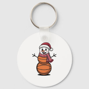 Sneeuwman Basketbal Kerst Sportliefhebbers  Sleutelhanger