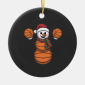 Sneeuwman Basketbal Kerstman Baseball Sport Keramisch Ornament (Voorkant)