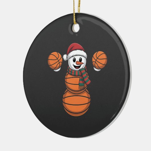 Sneeuwman Basketbal Kerstman Baseball Sport Keramisch Ornament (Links)
