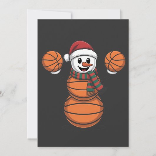 Sneeuwman Basketbal Kerstman Honkbal Sport Feestdagenkaart (Voorkant)