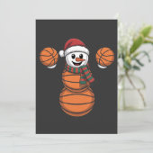 Sneeuwman Basketbal Kerstman Honkbal Sport Feestdagenkaart (Staand voorkant)